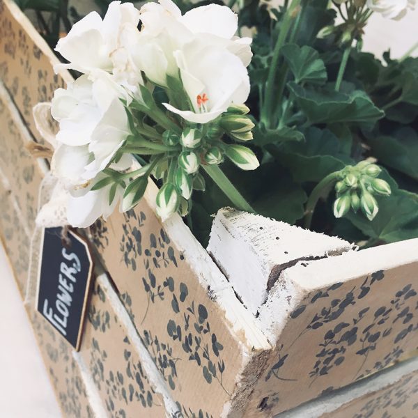 Reinventa12_caja antigua de madera especial para flores y plantas. Modelo Campesina